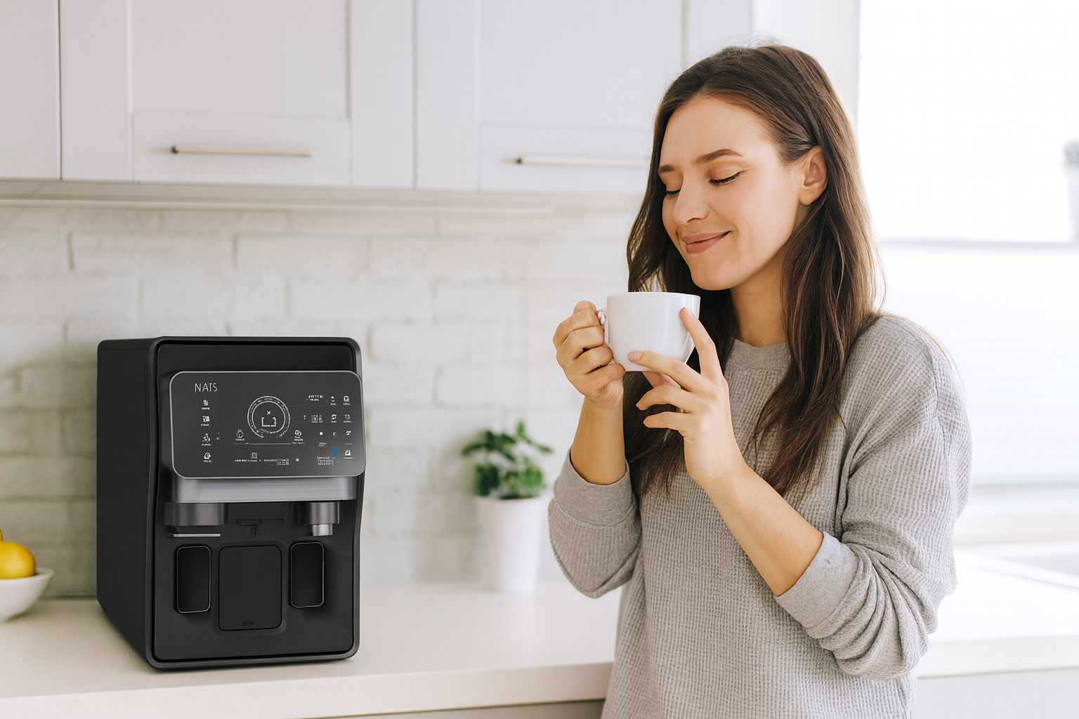 Auftisch Osmoseanlage Nais Kaffee und Eiswürfel