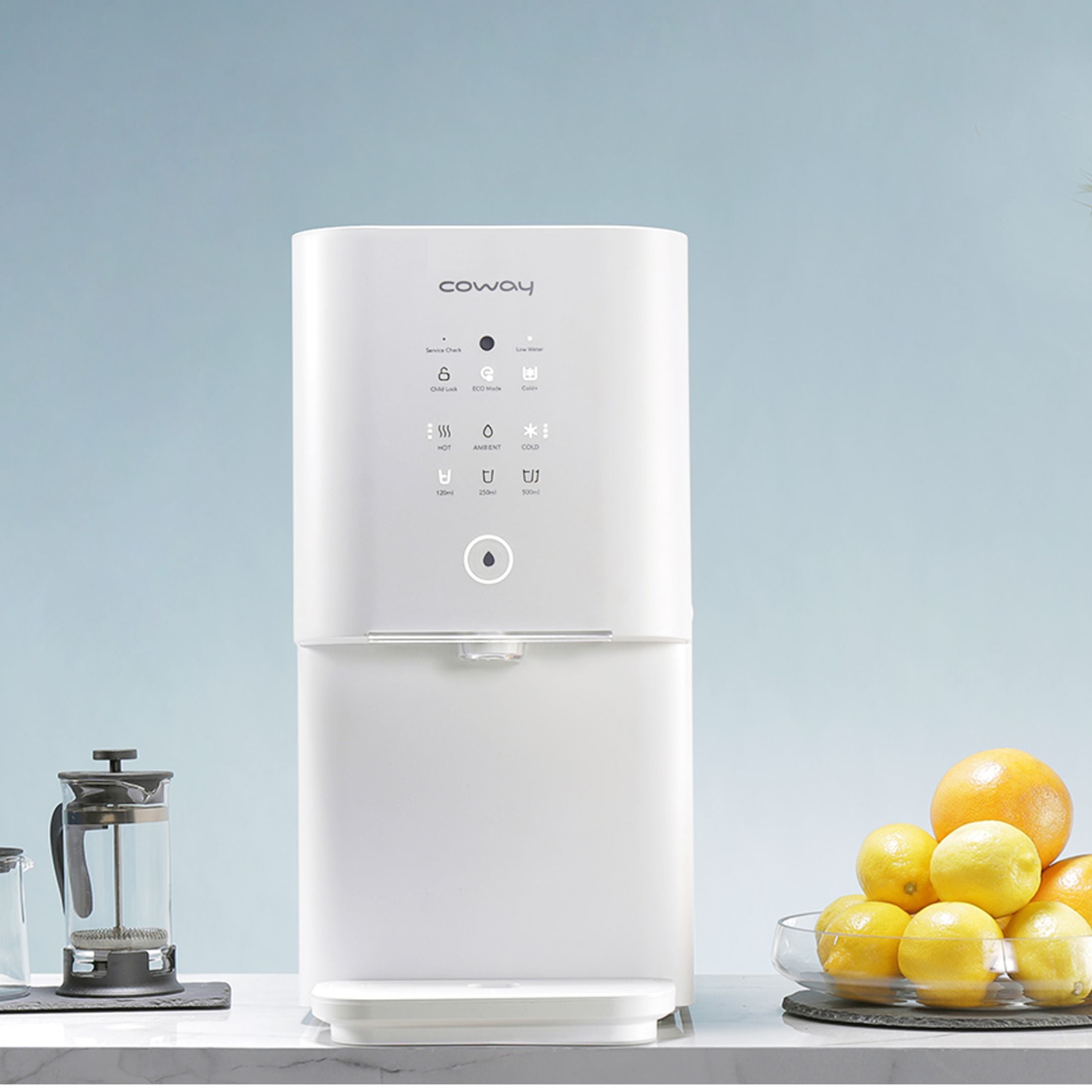Coway CHP-6310 Osmoseanlage – modernes Wasserfiltersystem für reines, heißes und kaltes Trinkwasser.