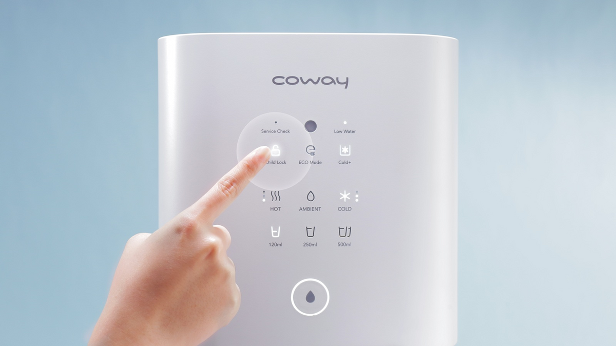 Kindersicherung der Osmoseanlage Coway CHP-6310 – sichere Nutzung von heißem Trinkwasser.