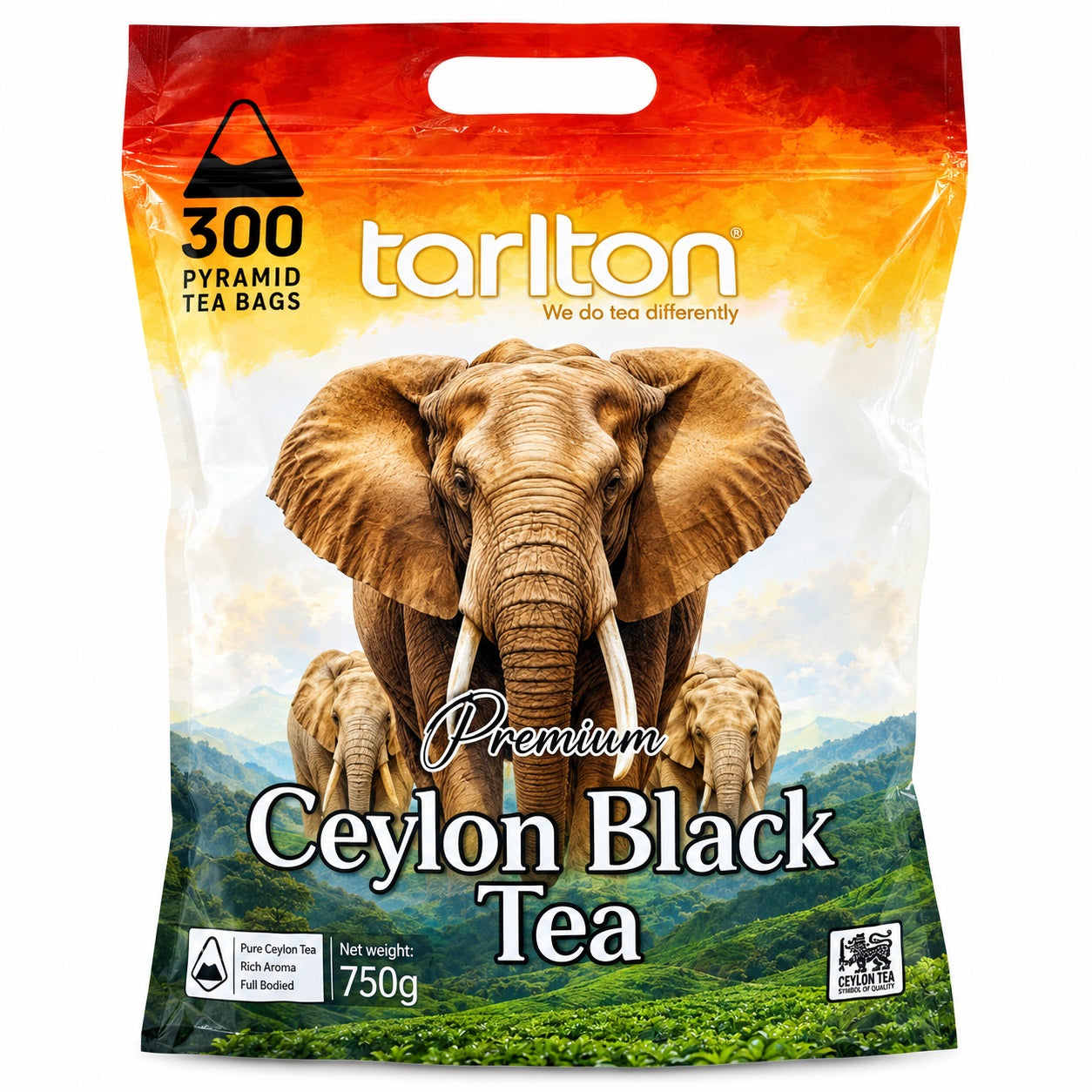 Tarlton Ceylon Black Tea mit 300 Pyramid Teebeuteln, 750 g