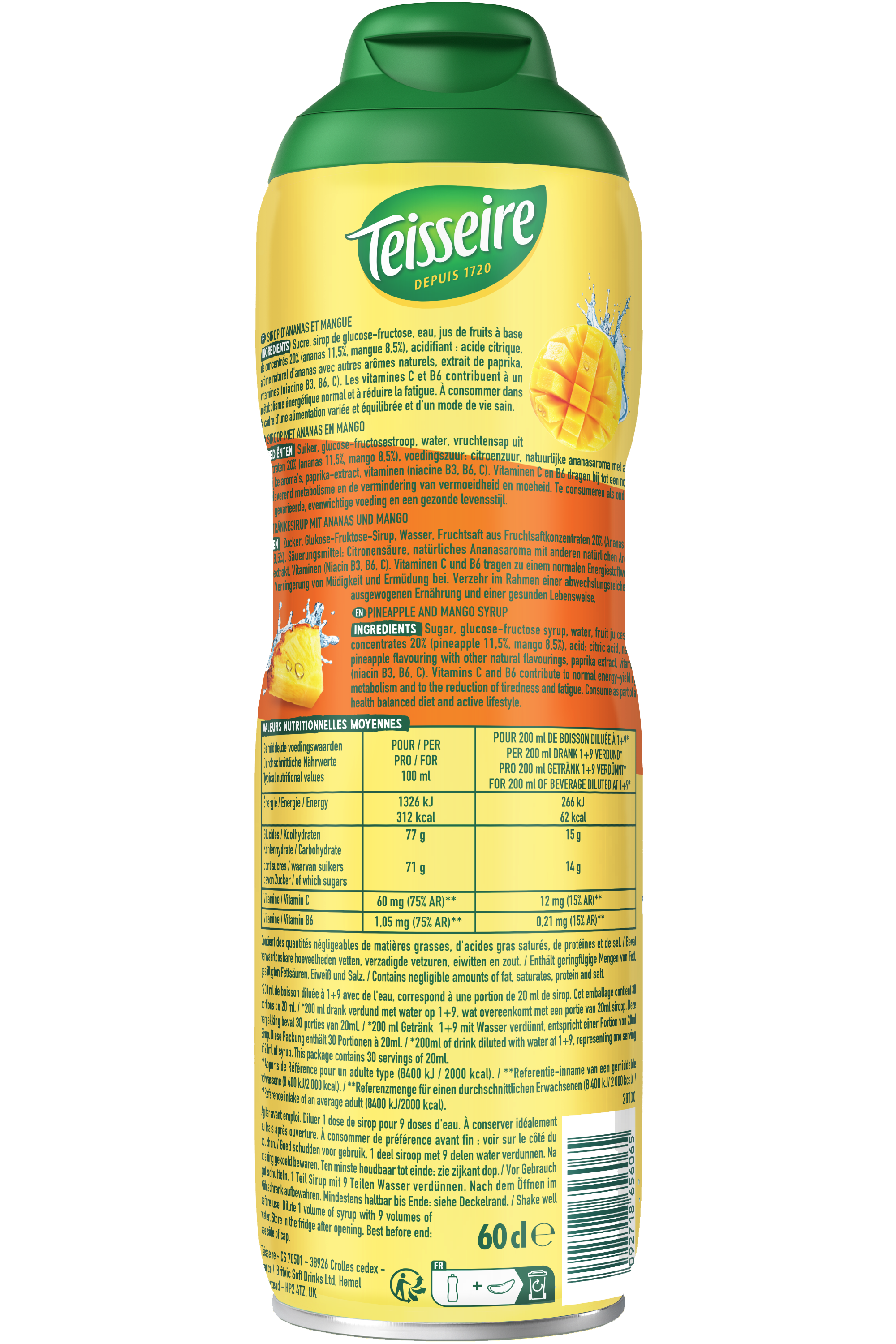 Teisseire Boost Sirup für erfrischende Getränke, Sprudelwasser und fruchtige Cocktails.