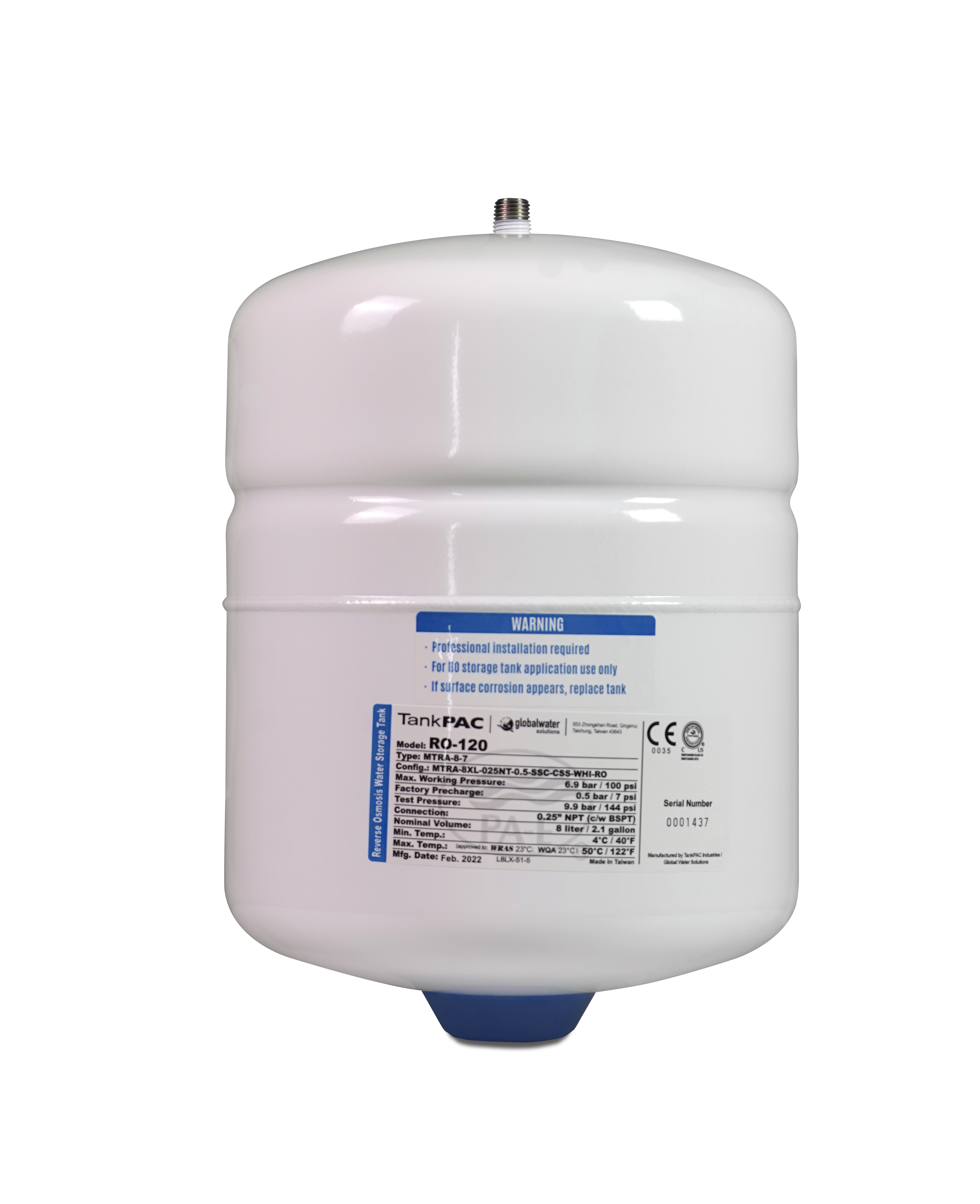 Osmoseanlage Tank – Wartungsfreier 8L Tank für reines Wasser inkl. Kugelhahn