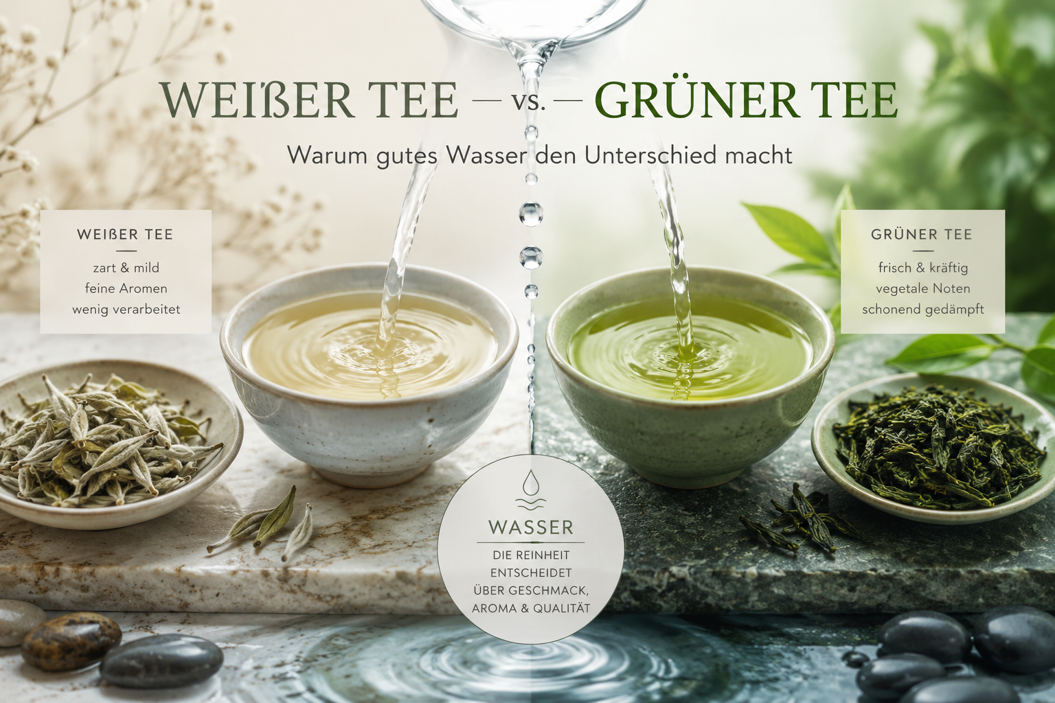 Weißer Tee vs. Grüner Tee: Der große Unterschied – und warum das Wasser alles entscheidet