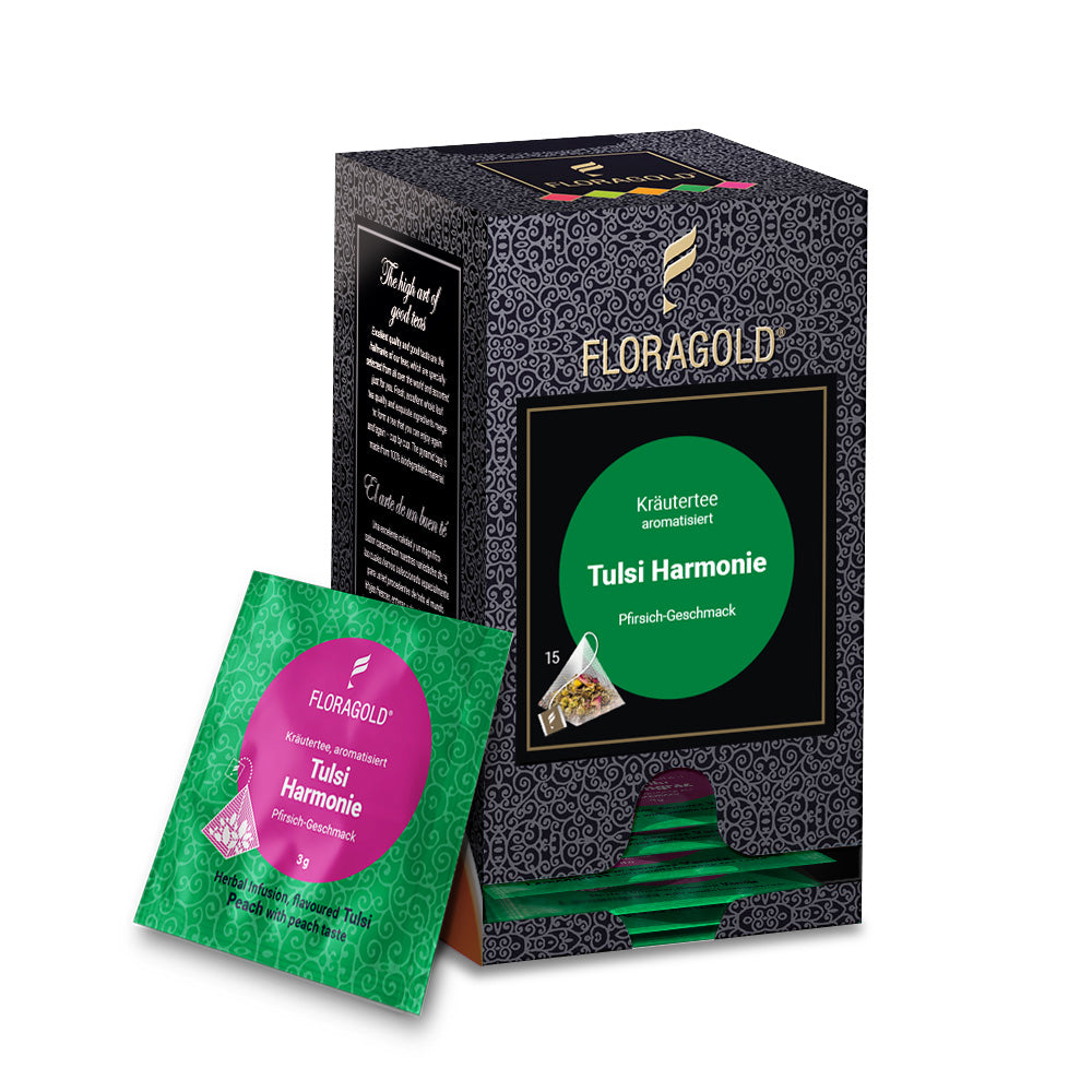 Tulsi Harmonie – Ayurvedischer Kräutertee mit Pfirsichgeschmack | Florapharm